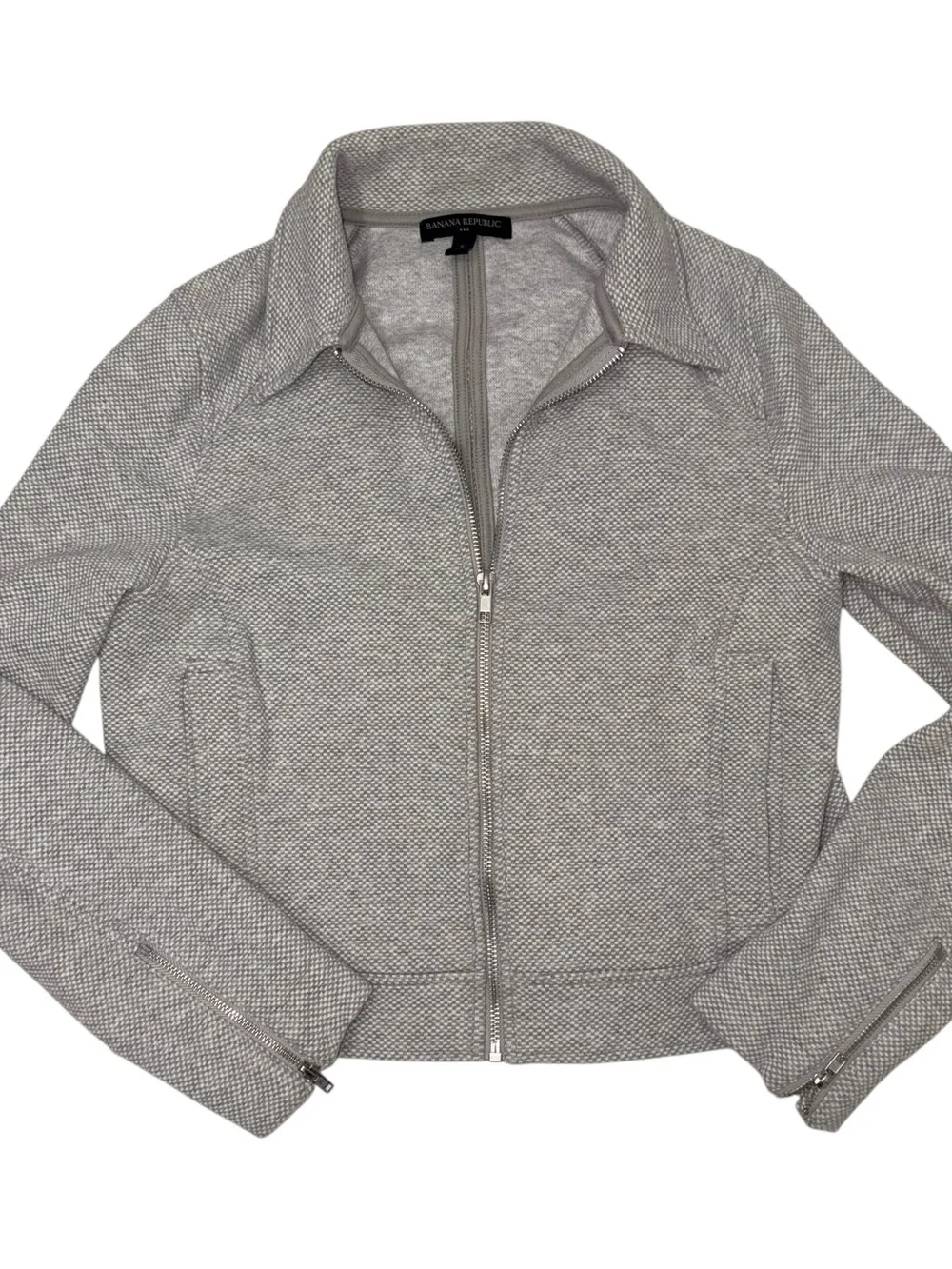 Banana Republic Light Gray Zip-Front Women's Jacket size Small
